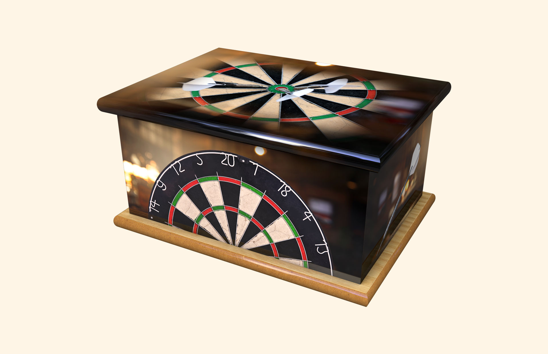 Bullseye adult ashes casket